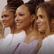 (L to R): Mary J. Blige, Kimberly Elise, Lynn Whitfield and Halle Berry pose for the cameras during behind-the-scenes look at a shoot with T Magazine.